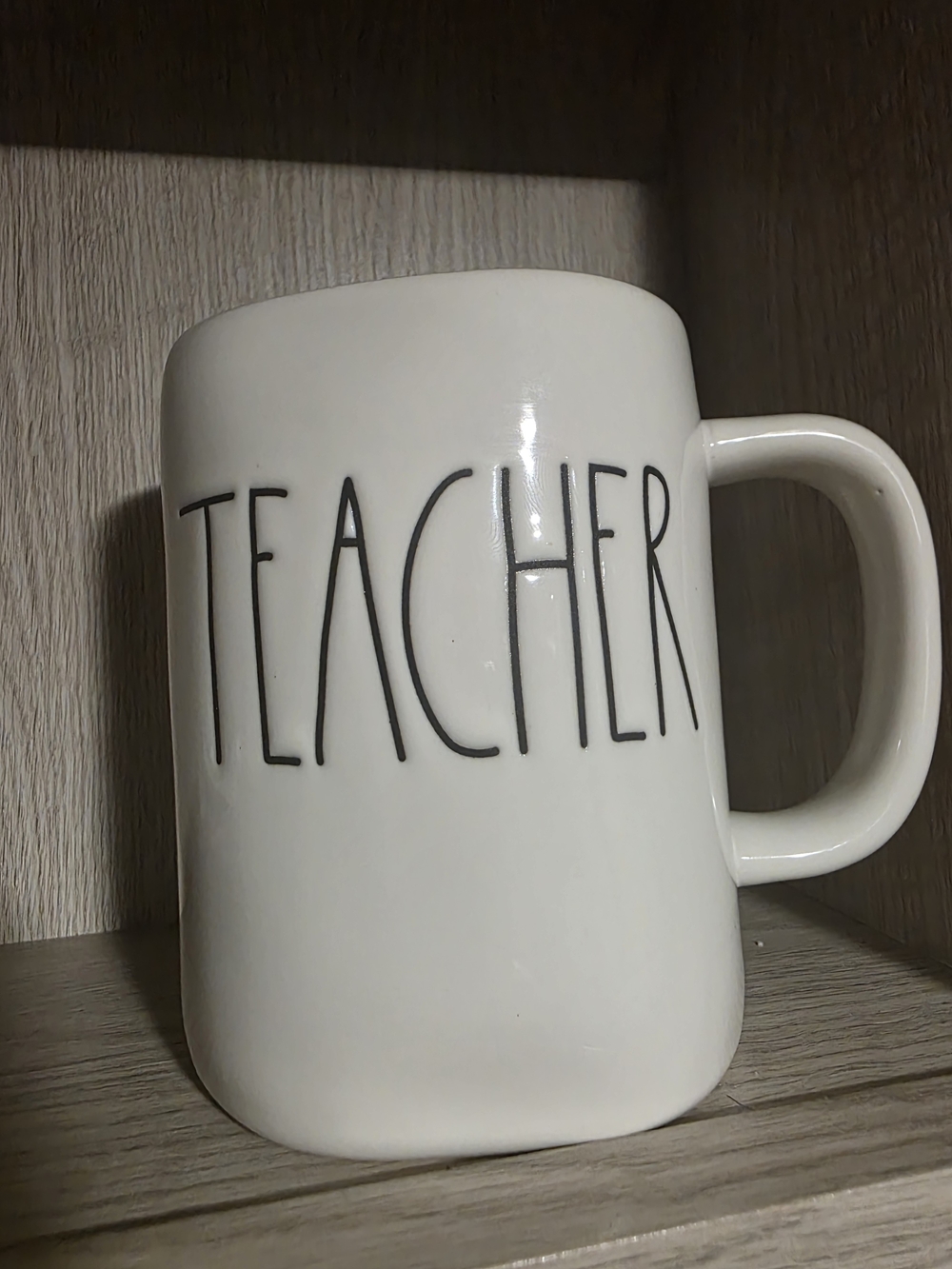 Rae Dunn White and Black 'Teacher' Ceramic Mug